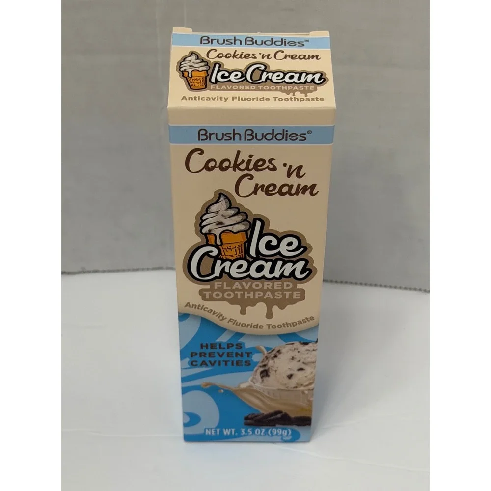 Brush Buddies Cookies n Cream Ice Cream Flavored Toothpaste 3.5oz Anticavity